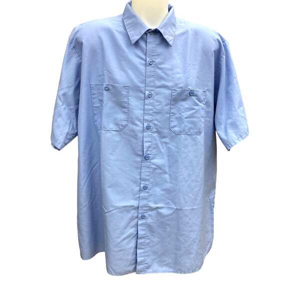 Red Kap Mens SS Shirt Blue XXL Cotton/Polyester Button-Down Collar Dual Pockets - Picture 1 of 9
